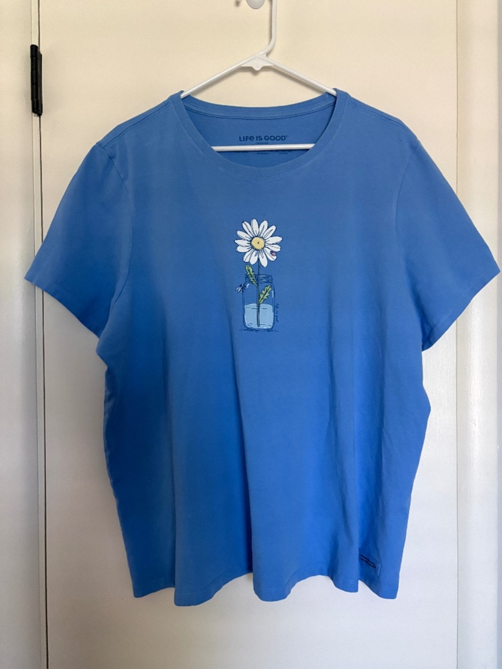 Life is Good Women's S/S Daisy Jar Crusher Tee Shirt Top XXXL/3XL Blue